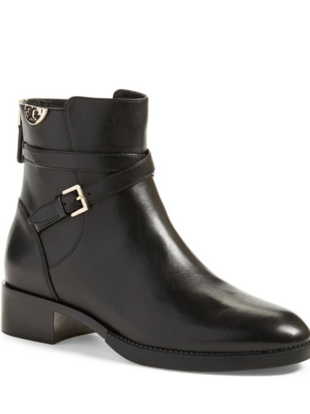 Tory Burch Sidney Leather Ankle Bootie with Gold Accents